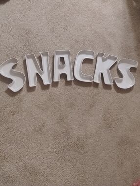 White Ceramic 'SNACKS' Letter Serving Dishes For Party Or Event